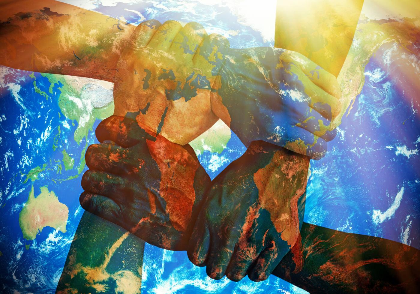 Hands linked around the world