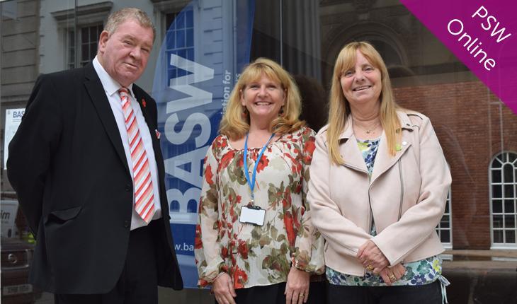 Margaret Aspinall (right) with Hillsborough Family Support Group member John Traynor and BASW England manager Maris Stratulis