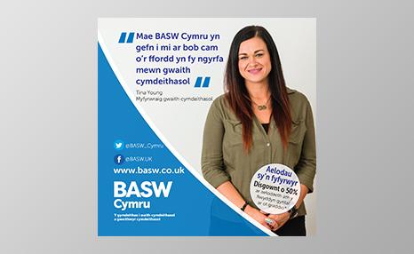 BASW Cymru student promotional poster (Welsh language)