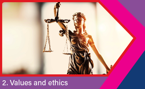 Values and ethics: Lady Justice with scales